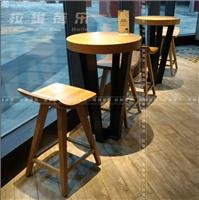 西安咖啡店酒吧铁艺高脚吧椅吧台凳实木桌椅组合小圆方桌皮凳