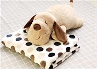 卡通毛绒狗抱枕被子两用枕 汽车沙发空调被靠枕定制 来样加工定制