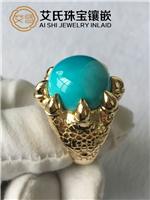 艾氏珠宝镶嵌 18K金镶嵌绿松石虎爪戒指，这款你们一定很喜欢
