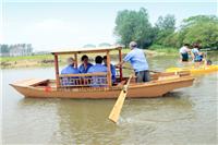 厂家供应湿地游玩船观光游览木船电动豪华画舫16人餐饮木船