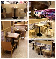 西安餐厅咖啡饮品店西餐厅铁艺实木方桌设计定做