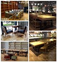 西安咖啡书店实木休闲沙发桌椅设计定做厂家