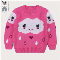 儿童毛衣童装毛衣新款多亮色兔子云朵女童套头毛衣厂家定制生产