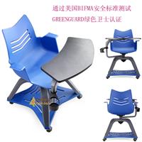 可360度旋转会议培训椅 学生椅带写字板 塑料多功能桌椅一体学习桌椅