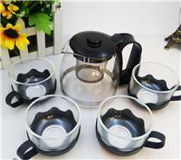 礼品促销耐热玻璃泡茶壶5件套咖啡杯壶五件套过滤茶具套装茶水壶