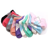中国广东佛山袜子加工厂家订做中筒纯棉女袜 菱形女士袜