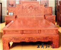 王义红木仿明清古典中式家具 缅甸花梨雕花双人床组合