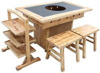 深圳火锅餐厅桌椅，实木火锅桌定做，电磁炉箱体火锅桌