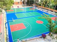 天津津南弹性丙烯酸篮球场翻新公司绿蓝搭配很赞的