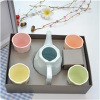 创意五件套茶具陶瓷 色土陶瓷 礼品陶瓷杯 咖啡具 可订制加印LOGO
