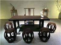 黑檀木家具 原木茶桌 新中式 现代黑檀木总裁桌茶台书桌办公会议桌