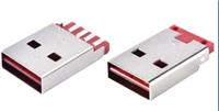 双面插公头 A公焊线式USB 4P 正反插公头 红白色胶芯