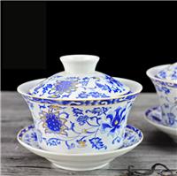 景德镇陶瓷盖碗珐琅彩三才茶碗定制