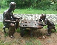 公园下棋雕塑 佛山广场人物铜雕塑