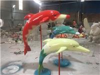 佛山玻璃钢定做彩绘海豚雕塑摆件