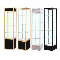 玻璃展示柜四边正方形精品透明化妆品小商品手办展示架珠宝陈列柜