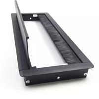 固泰GT-027 300黑色缓冲铝合金线盒/单开桌面毛刷线盒/多功能桌面线盒厂家