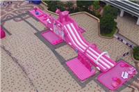 夏季粉色滑梯租赁，粉色滑梯出租出售，长60米的宽5米高10米