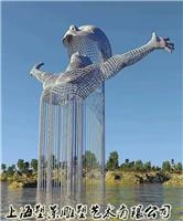 辽阳不锈钢人物雕塑 网格编制抽象人物雕塑 水景景观制作