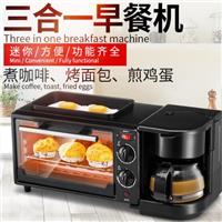 厂家直销三合一早餐机咖啡机烤面包机家用烤箱烧烤盘烘焙炉礼品