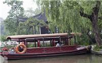 河南木船厂家 定做设计小型7米画舫观光船 半封闭旅游船案例