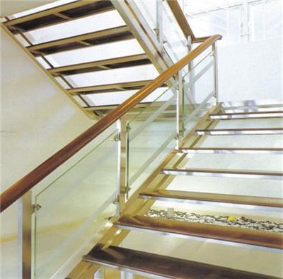 北京304不锈钢带夹胶玻璃栏板楼梯扶手厂家