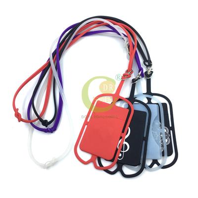 新款热销耐脏耐用防滑防水可折叠硅胶手机卡套挂绳环保可印logo