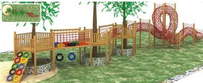 儿园户外大型木制玩具攀爬架组合木质攀爬网架荡桥钻洞攀爬墙