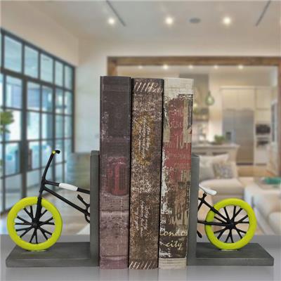 荔姿树脂工艺品欧式摆件 办公室创意书档 装饰品学生自行车书靠