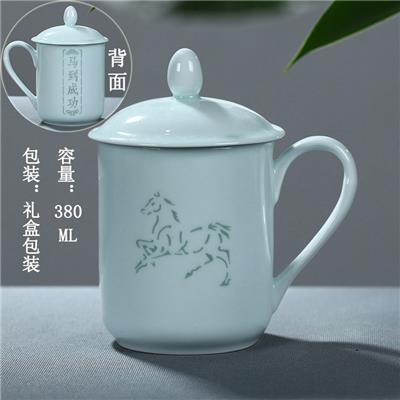 景德镇礼品陶瓷茶杯定制厂家，十二生肖影青玲珑茶杯情侣杯定做
