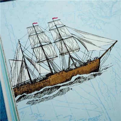 厂家直销地中海系列帆船卡通壁纸墙纸