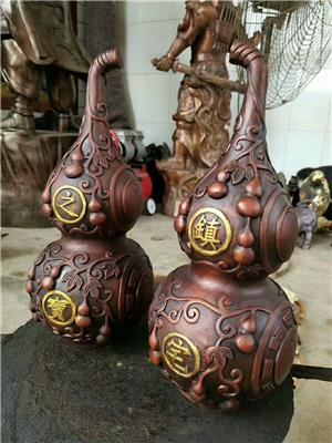 铜葫芦雕塑厂家-金属法器摆件-大型铜葫芦艺术品雕塑价格