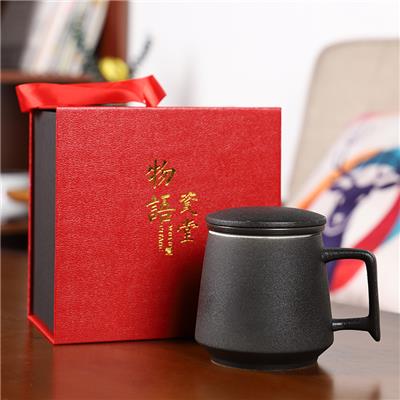 小川大容量马克杯 茶杯陶瓷过滤办公室泡茶杯子家用花茶水杯定制