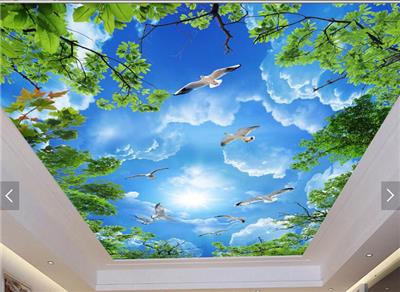 广州家装建材室内客厅吊顶中国风UV3d彩绘铝扣板天花
