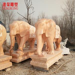 晚霞红石雕雕塑大象