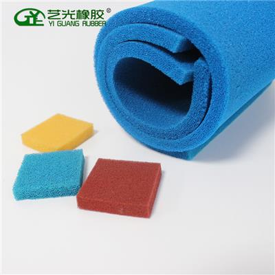 蓝色耐高温硅胶海绵板厂家 开孔硅海绵 硅海绵板材 定制硅海绵
