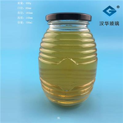 厂家直销700ml螺纹蜂蜜玻璃瓶,二斤装玻璃蜂蜜瓶