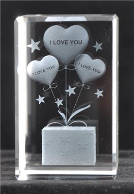 爱心气球水晶内雕礼品，告白神器水晶礼品，情人节纪念品