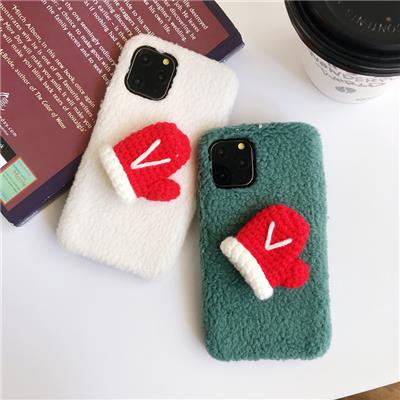 适用苹果xr/max创意DIY毛线手套羊羔绒iphone11手机壳 新款