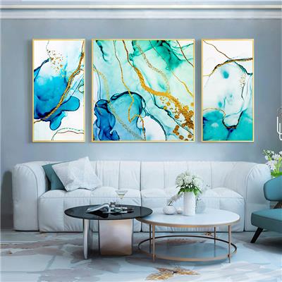 沙发背景墙客厅装饰画现代简约三联画北欧挂画抽象油画大气壁画