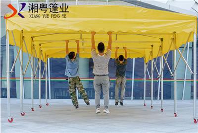 广东厂家批发伸缩式遮阳棚PVC帆布推拉轨道遮阳棚找