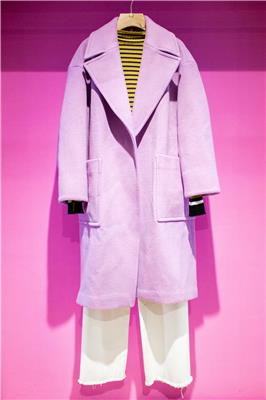 2019双面羊绒大衣折扣女装批发粉色中长款修身双面呢外套