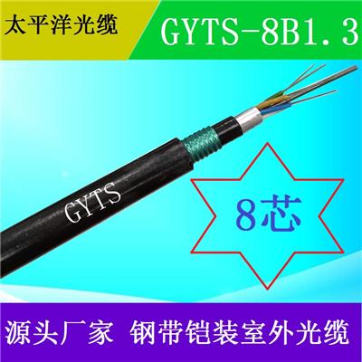山东太平洋光缆 GYTS-8B1 8芯单模室外通信铠装光缆 架空安装