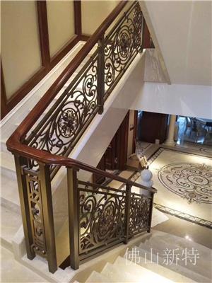 杭州中式做旧仿古铜铝艺雕花楼梯扶手订做厂家