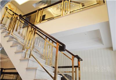 家装纯铜镀金铝艺雕花楼梯扶手享受体现中国风的堂皇