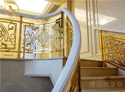 郴州铜艺铝艺护栏厂家 镀金楼梯扶手 规格齐全 安装方便