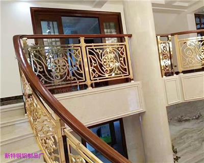 潞城宾馆铜艺玫瑰金楼梯护栏-欧式栏杆也是非一般的