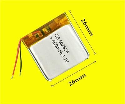 厂家直供602626聚合物锂电池400mah,3.7V，可用于：纹眉笔 测血仪