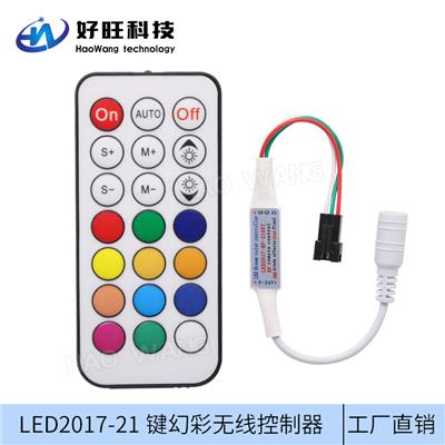 厂家直销21键无线RF射频遥控led调光器LED2017幻彩灯带控制器
