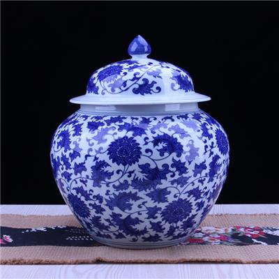 青花瓷陶瓷罐子厂家 定做陶瓷茶叶罐 膏方中药材密封罐子